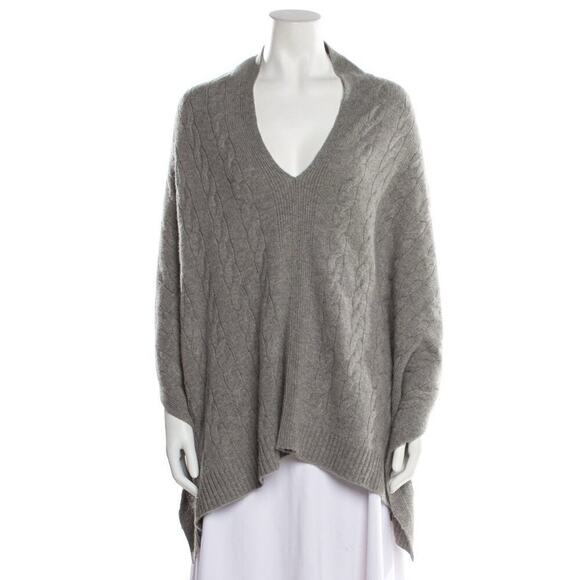 Ralph Lauren Collection Cable Knit Cashmere Poncho Scarf Sweater Gray NWT S M L - Picture 9 of 10